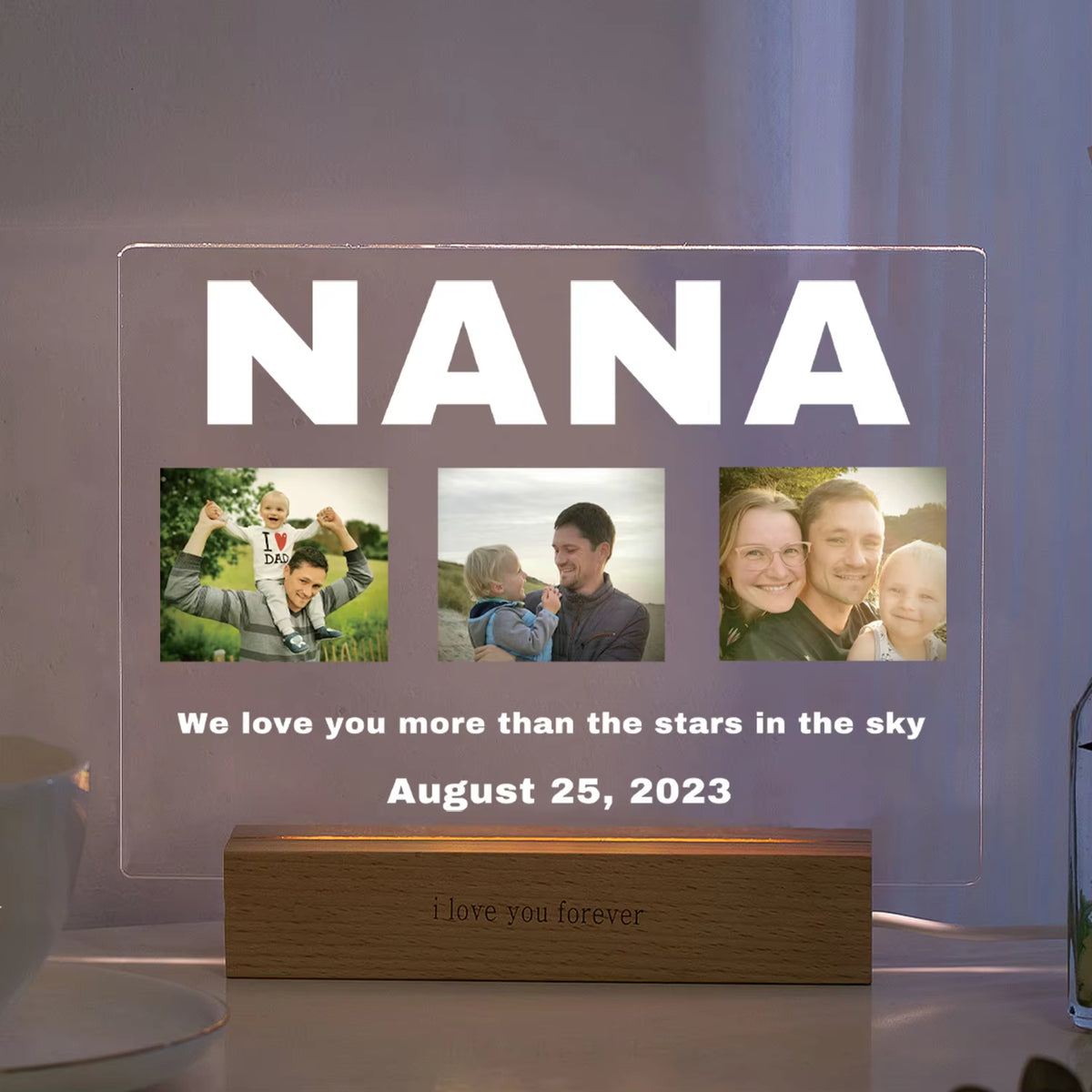 Custom 3D Acrylic Photo Lamp Personalized Led Night Light for Parents
