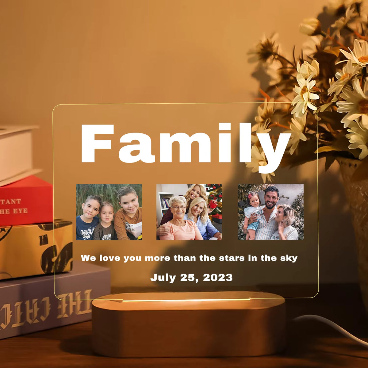 Personalized 3D Acrylic Custom Photo Lamp LED Night Light for Parents Love Mom Dad