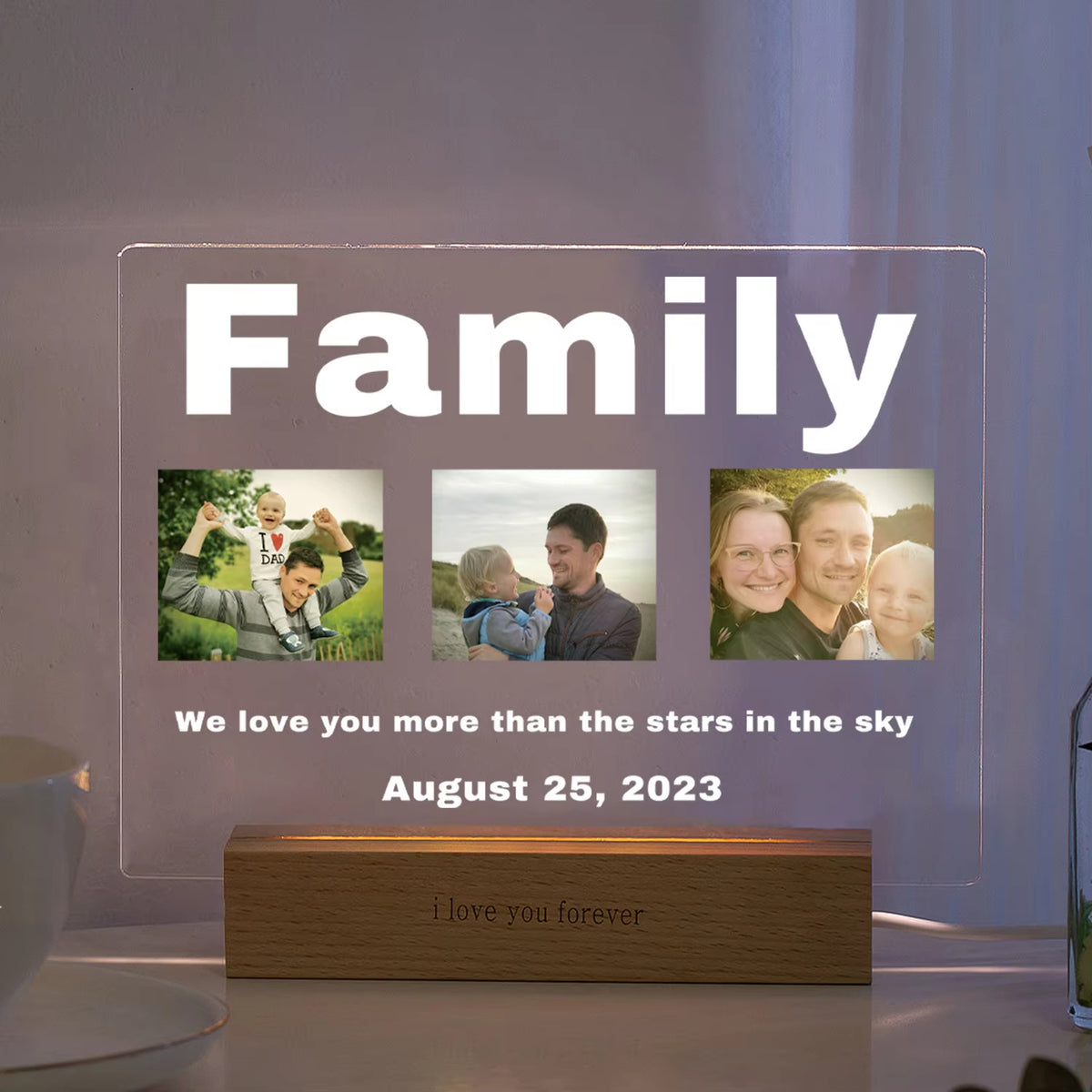 Custom 3D Acrylic Photo Lamp Personalized Led Night Light for Parents
