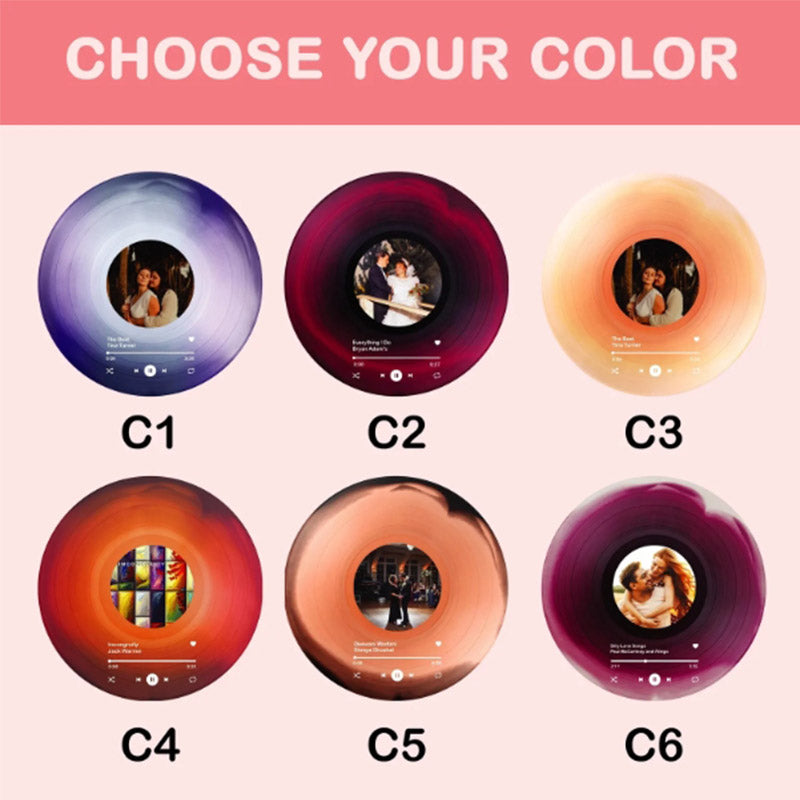 Personalized Photo Vinyl Record Style Night Light With Wooden Base