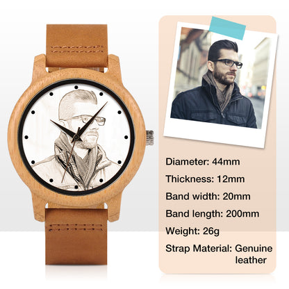 Personalized Photo Watches for Men Women Unique Wooden Wristwatch