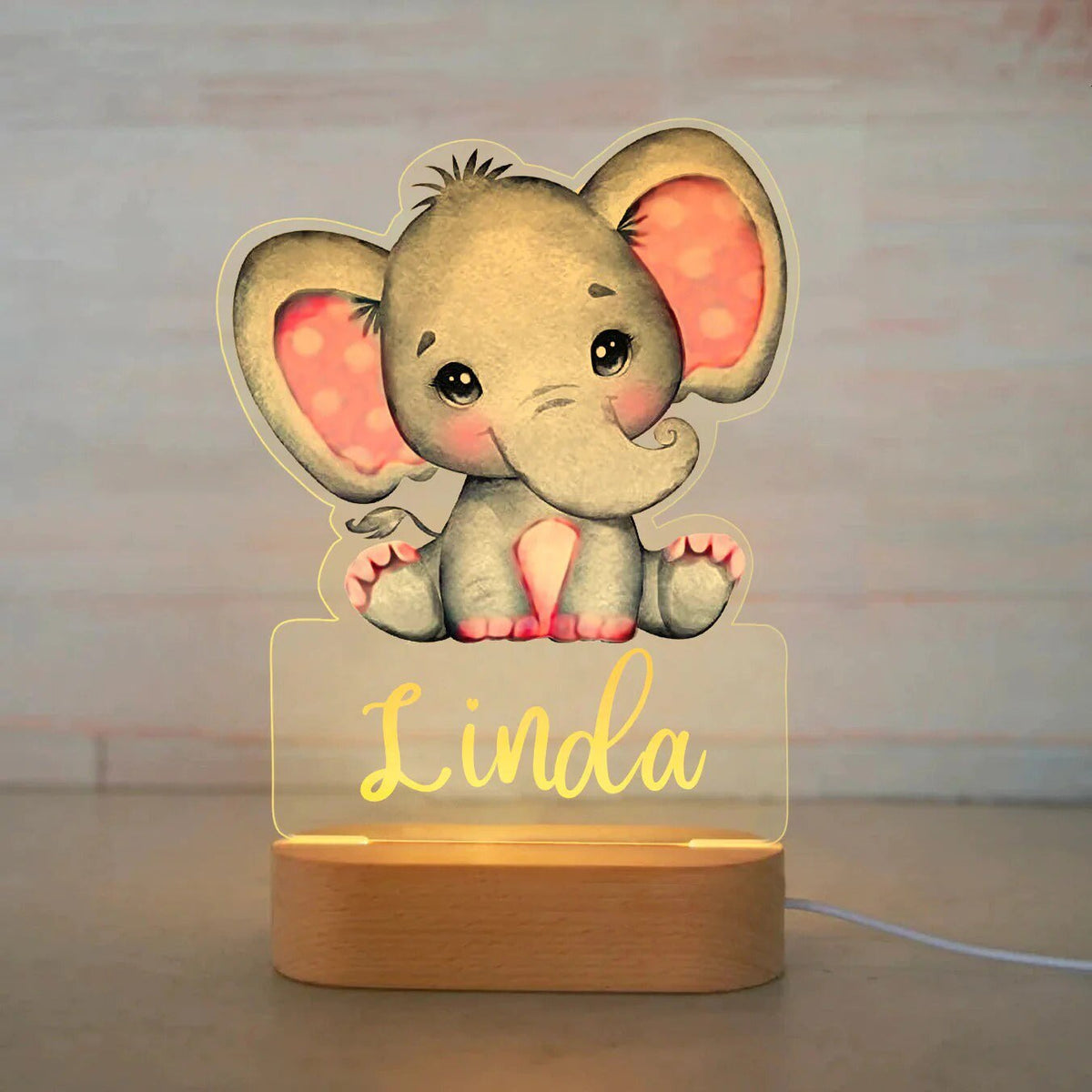 Personalized USB NightLight Custom Name Acrylic Lamp Animal Design