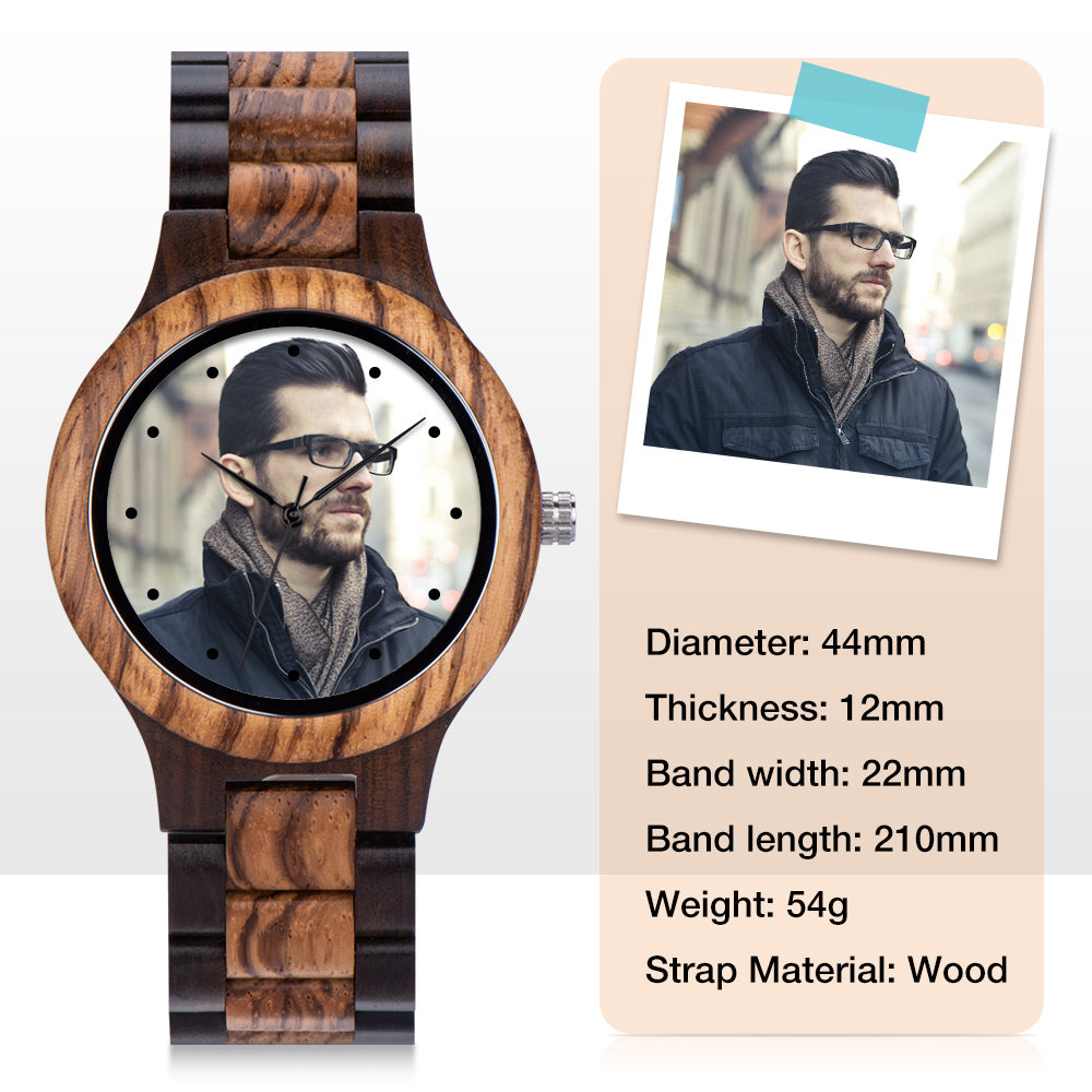 Personalized Photo Watches for Men Women Unique Wooden Wristwatch