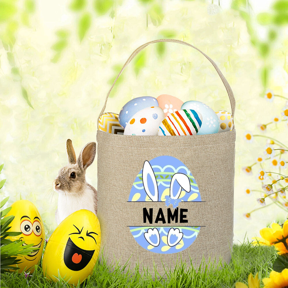 Personalized Easter Basket Bunny with Name Kids Bucket Monogrammed Tote Bag