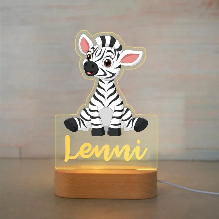 Personalized USB NightLight Custom Name Acrylic Lamp Animal Design