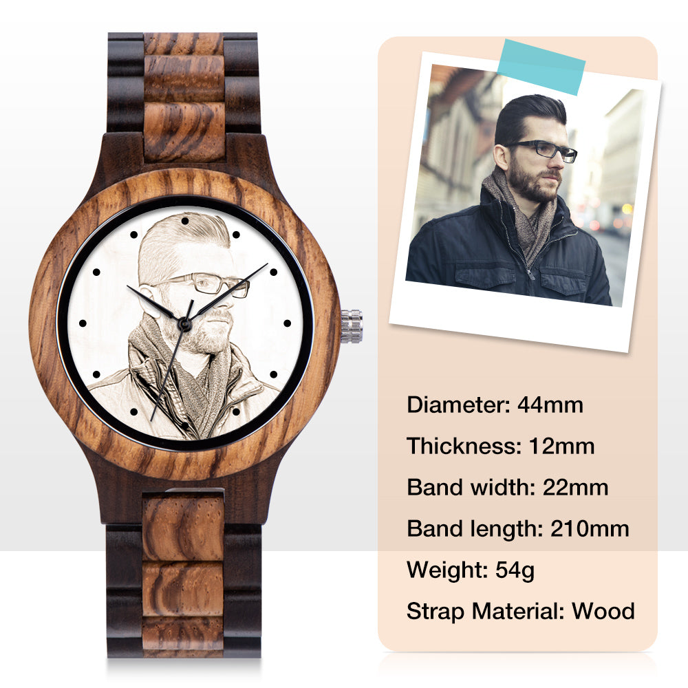 Personalized Photo Watches for Men Women Unique Wooden Wristwatch
