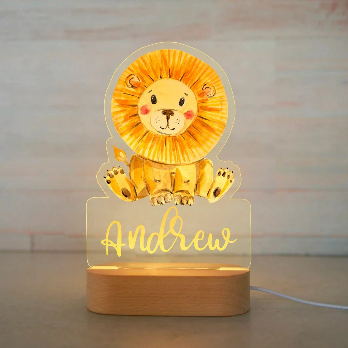 Personalized USB NightLight Custom Name Acrylic Lamp Animal Design