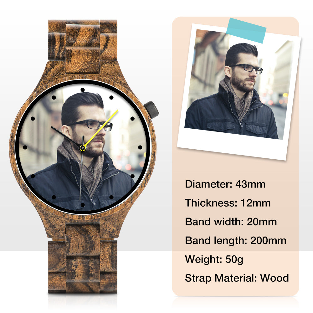Personalized Photo Watches for Men Women Unique Wooden Wristwatch