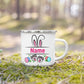 Personalized Bunny Easter Enamel Mugs Custom Name Kids Cocoa Chocolate Sibling Mug