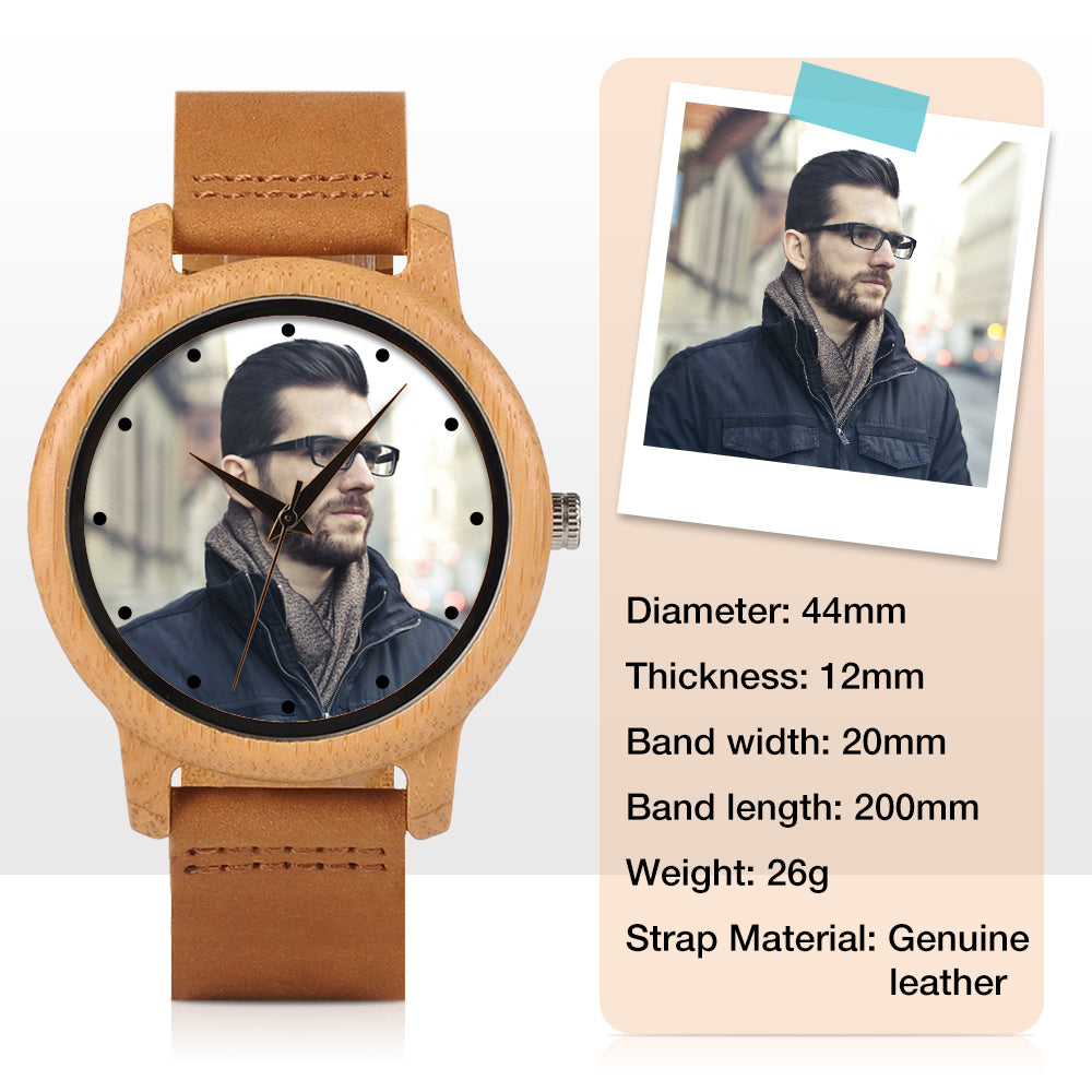 Personalized Photo Watches for Men Women Unique Wooden Wristwatch