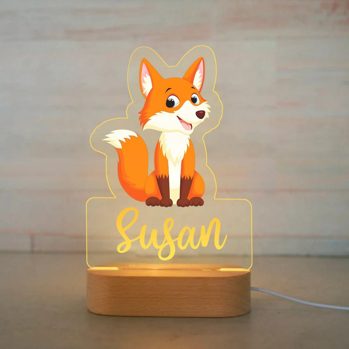 Personalized USB NightLight Custom Name Acrylic Lamp Animal Design