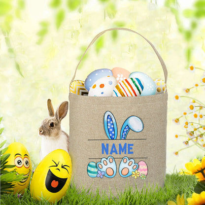 Personalized Easter Basket Bunny with Name Kids Bucket Monogrammed Tote Bag