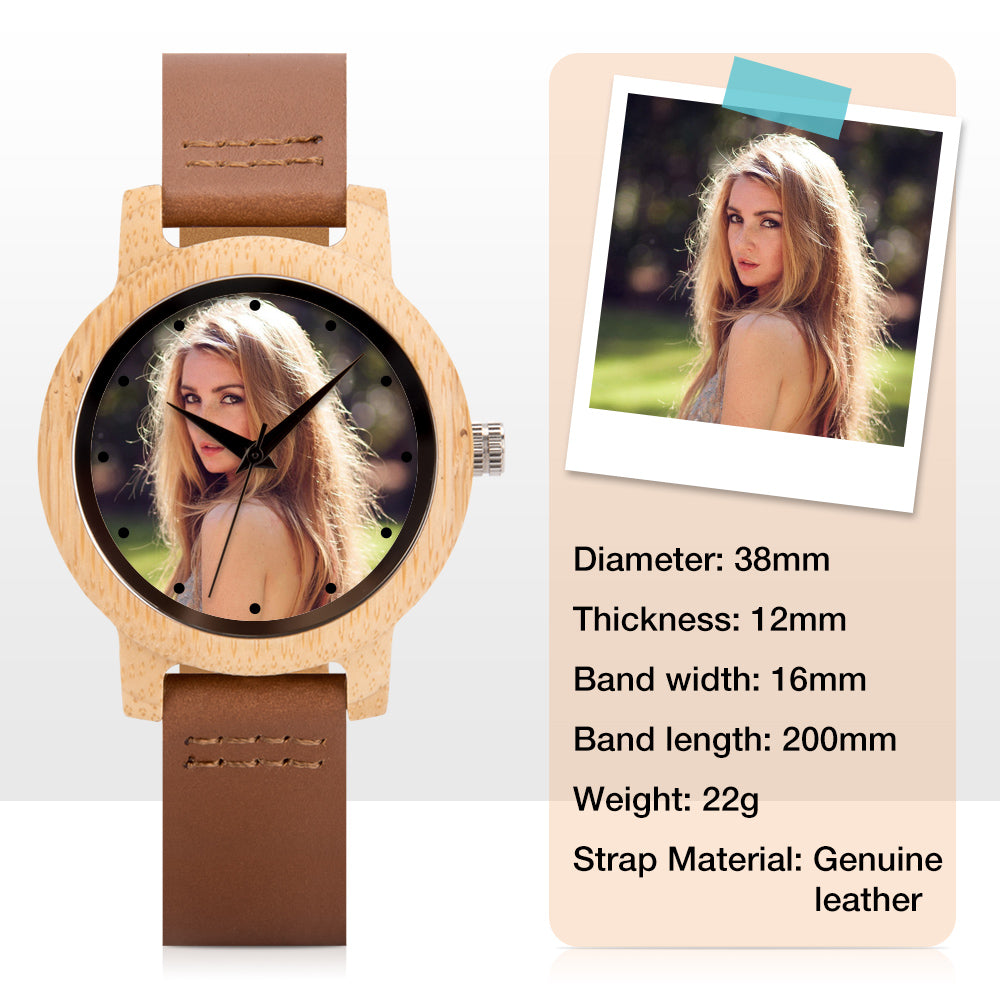 Personalized Photo Watches for Men Women Unique Wooden Wristwatch