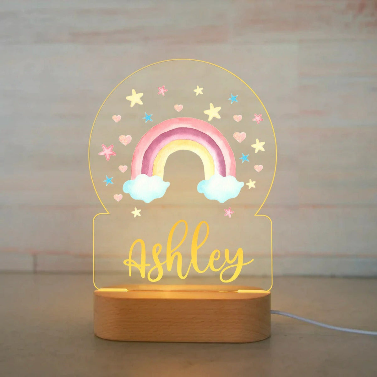 Personalized USB NightLight Custom Name Acrylic Lamp Animal Design