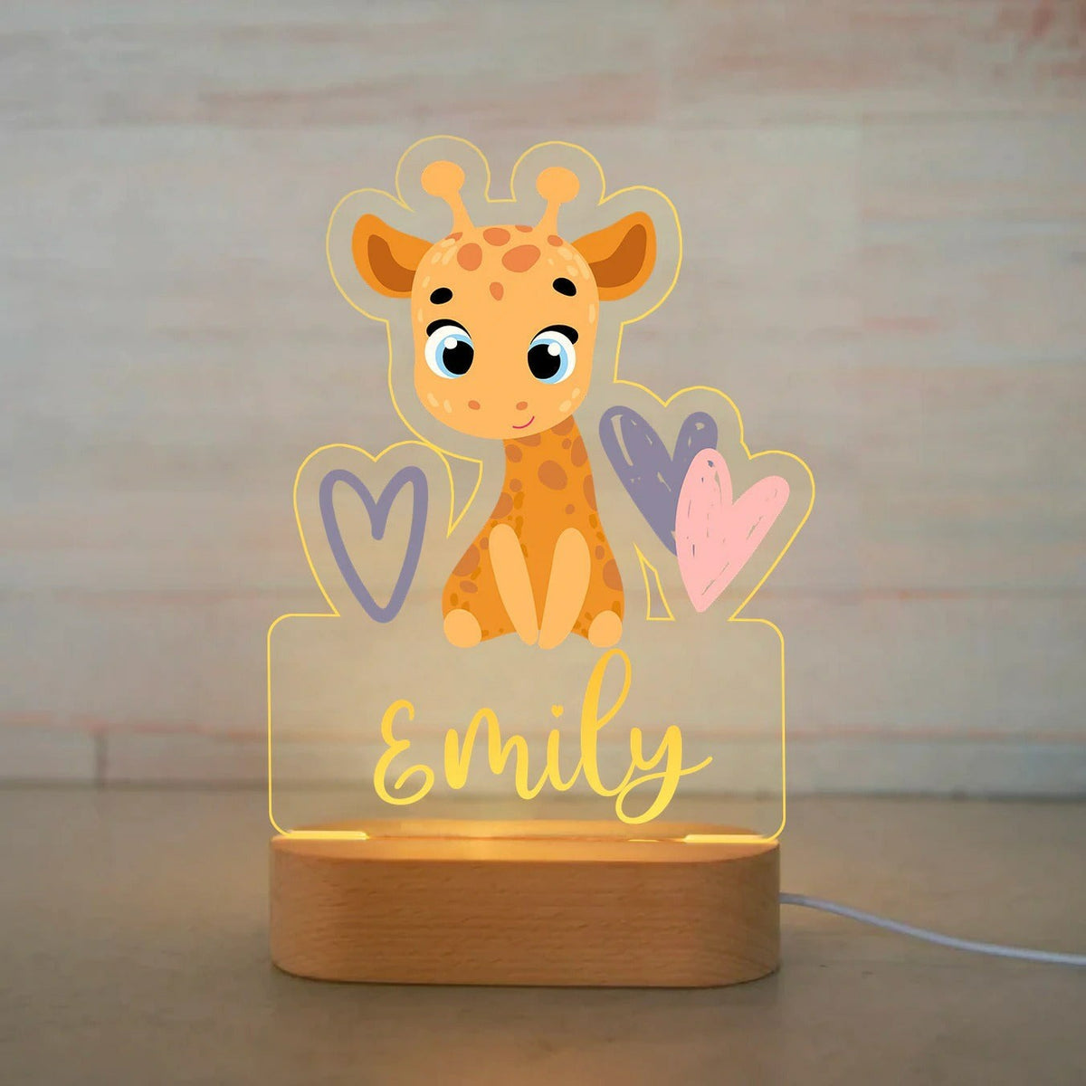 Personalized USB NightLight Custom Name Acrylic Lamp Animal Design