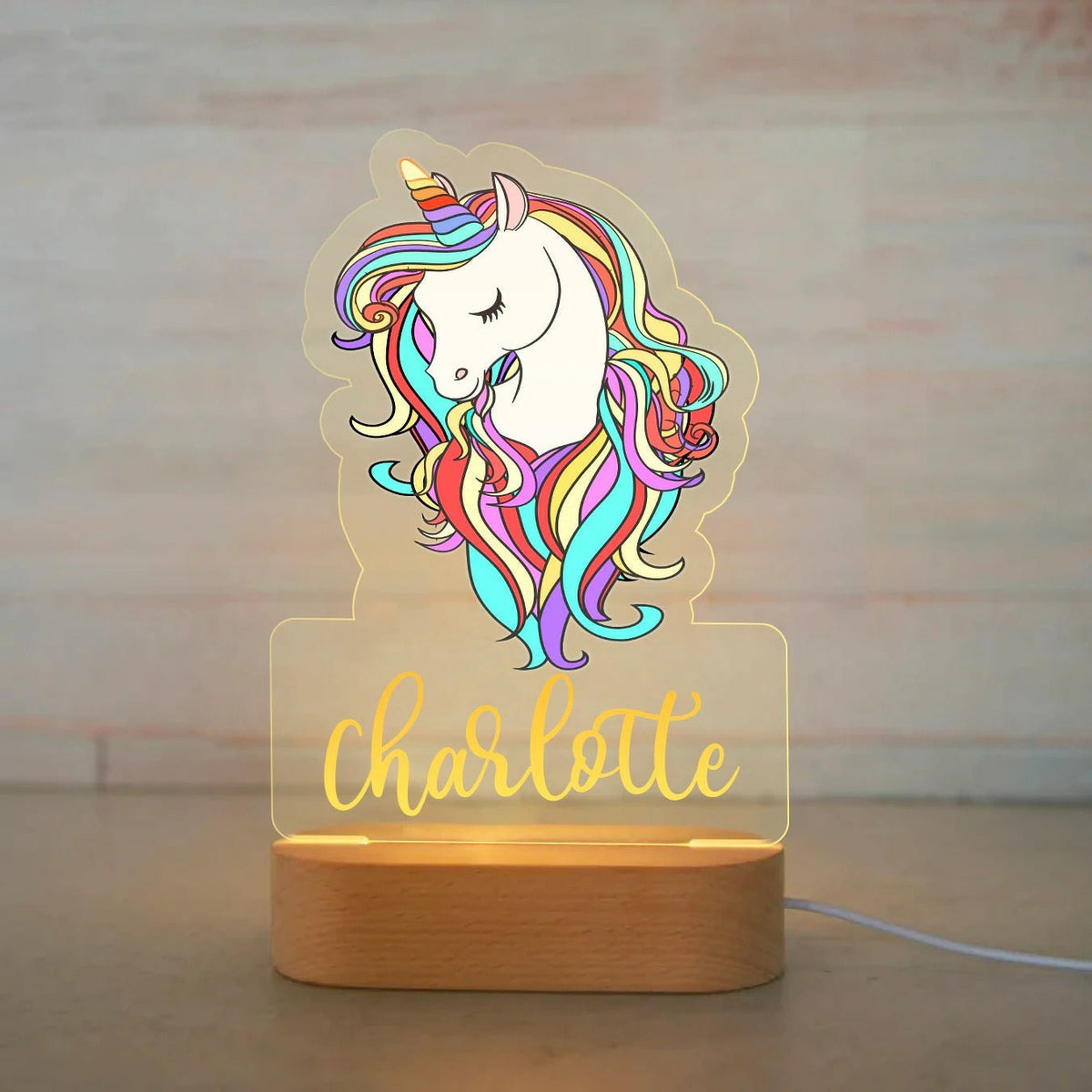 Personalized USB NightLight Custom Name Acrylic Lamp Animal Design