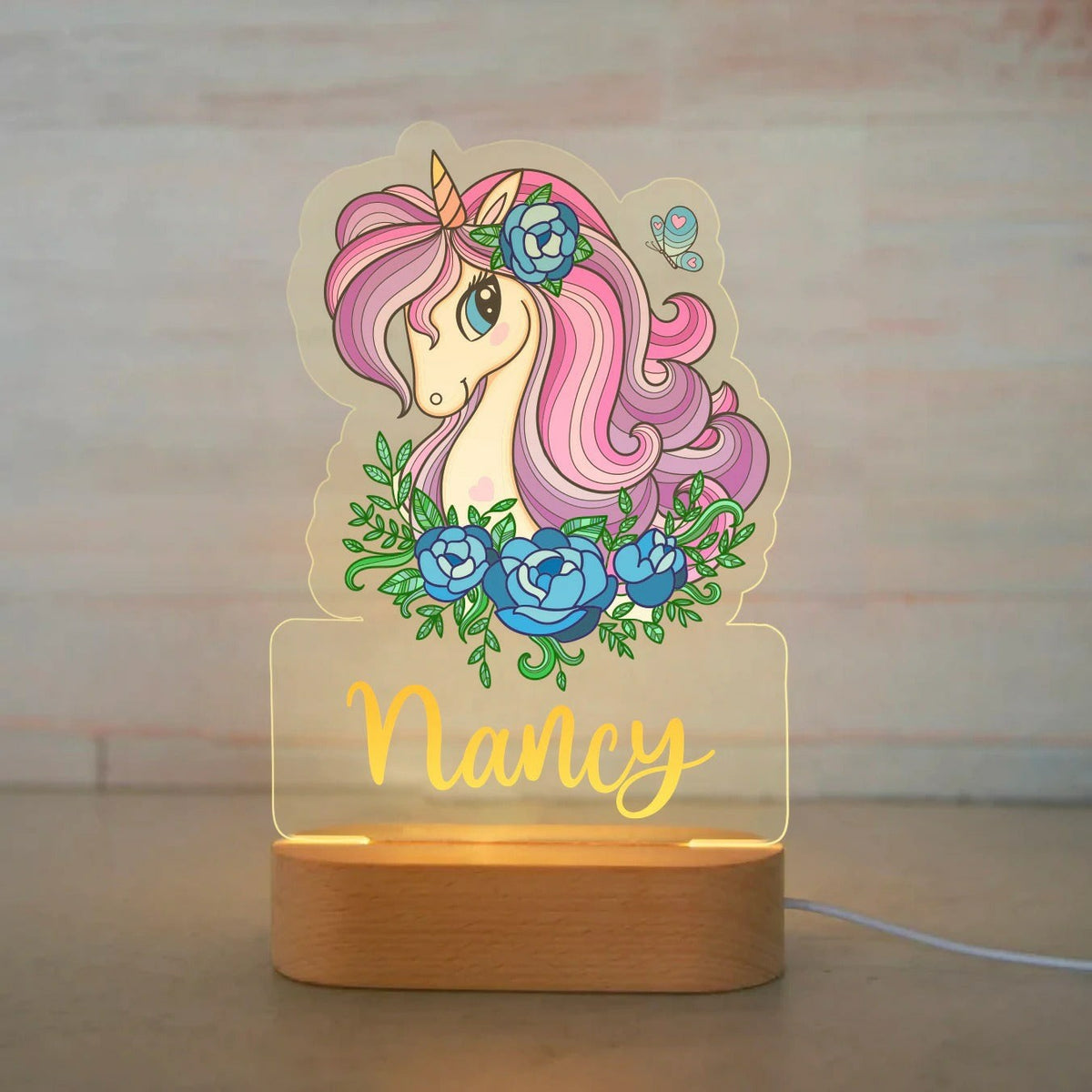 Personalized USB NightLight Custom Name Acrylic Lamp Animal Design