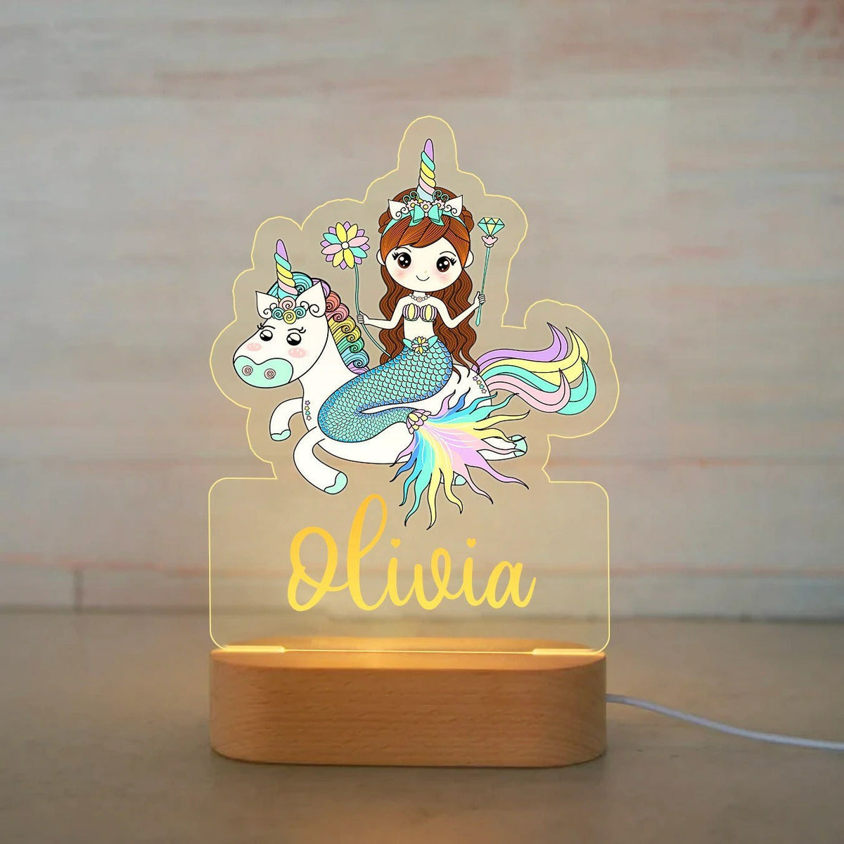 Personalized USB NightLight Custom Name Acrylic Lamp Animal Design