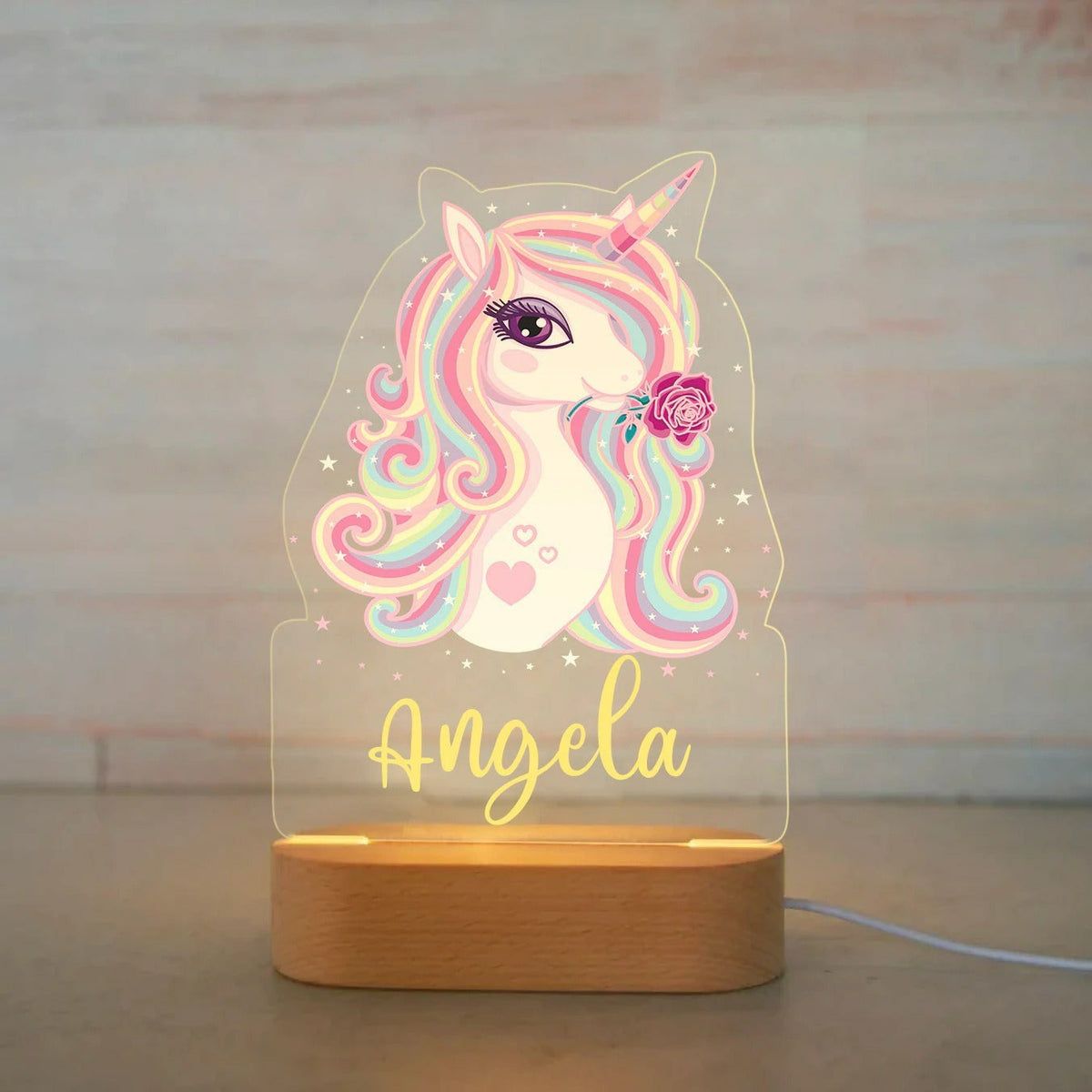 Personalized USB NightLight Custom Name Acrylic Lamp Animal Design