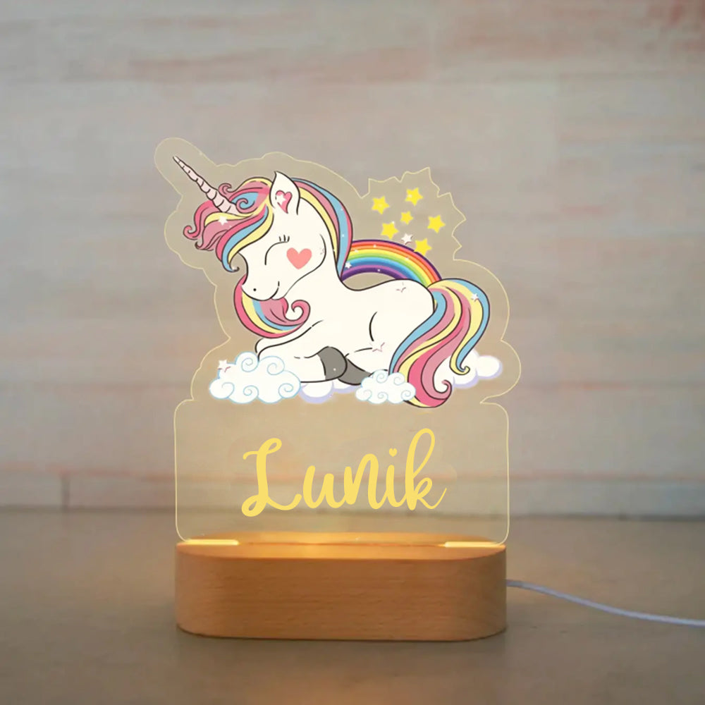 Personalized USB NightLight Custom Name Acrylic Lamp Animal Design