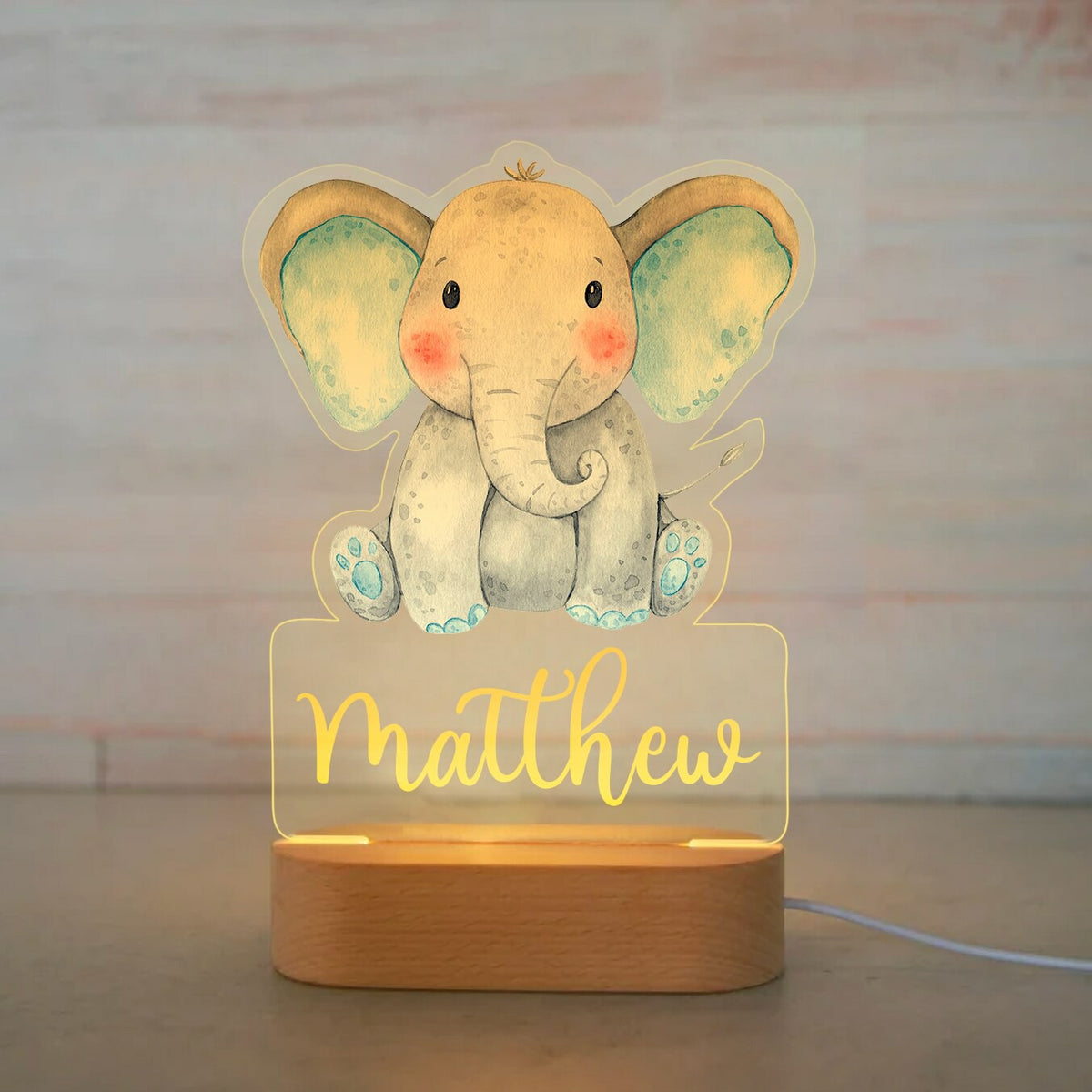 Personalized USB NightLight Custom Name Acrylic Lamp Animal Design