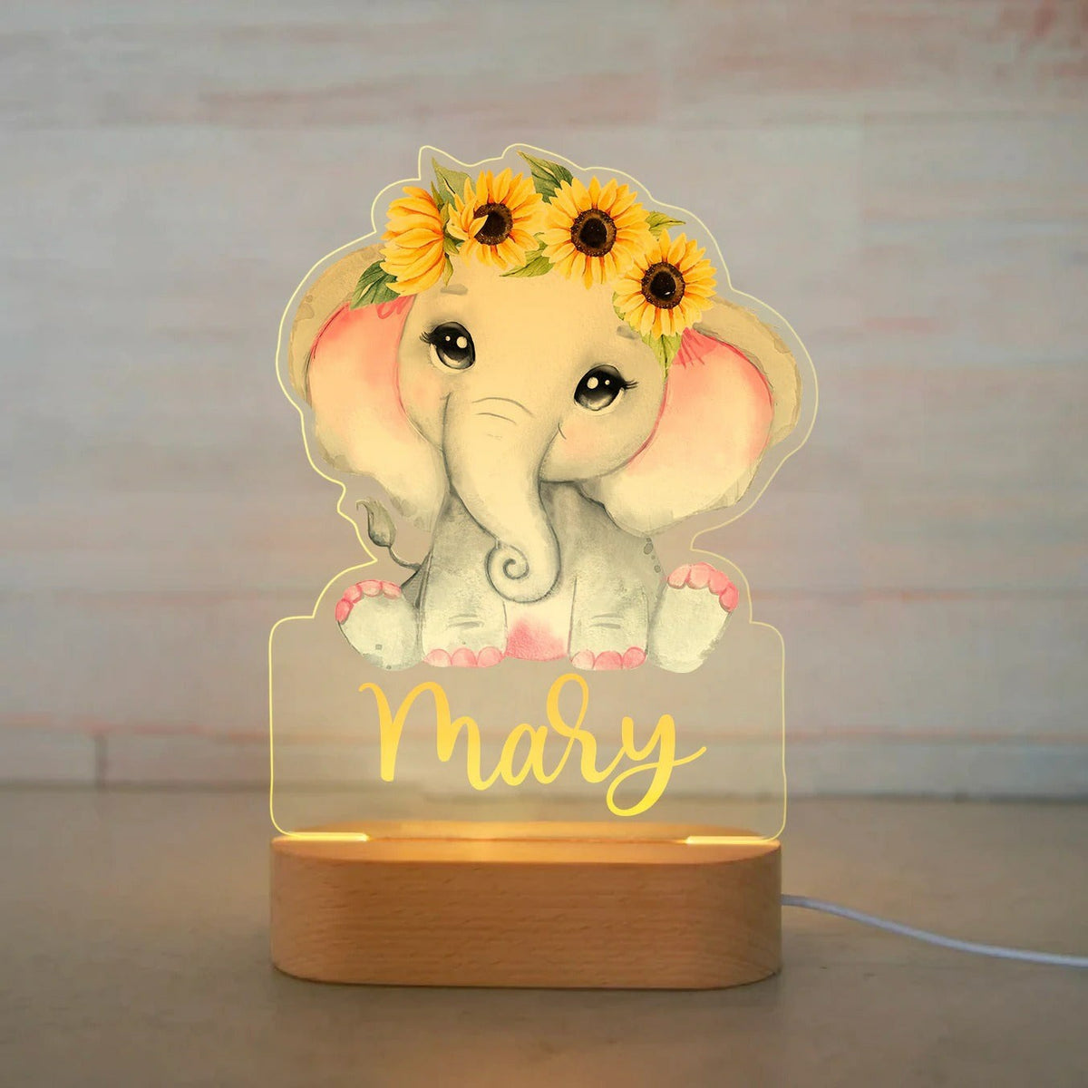 Personalized USB NightLight Custom Name Acrylic Lamp Animal Design