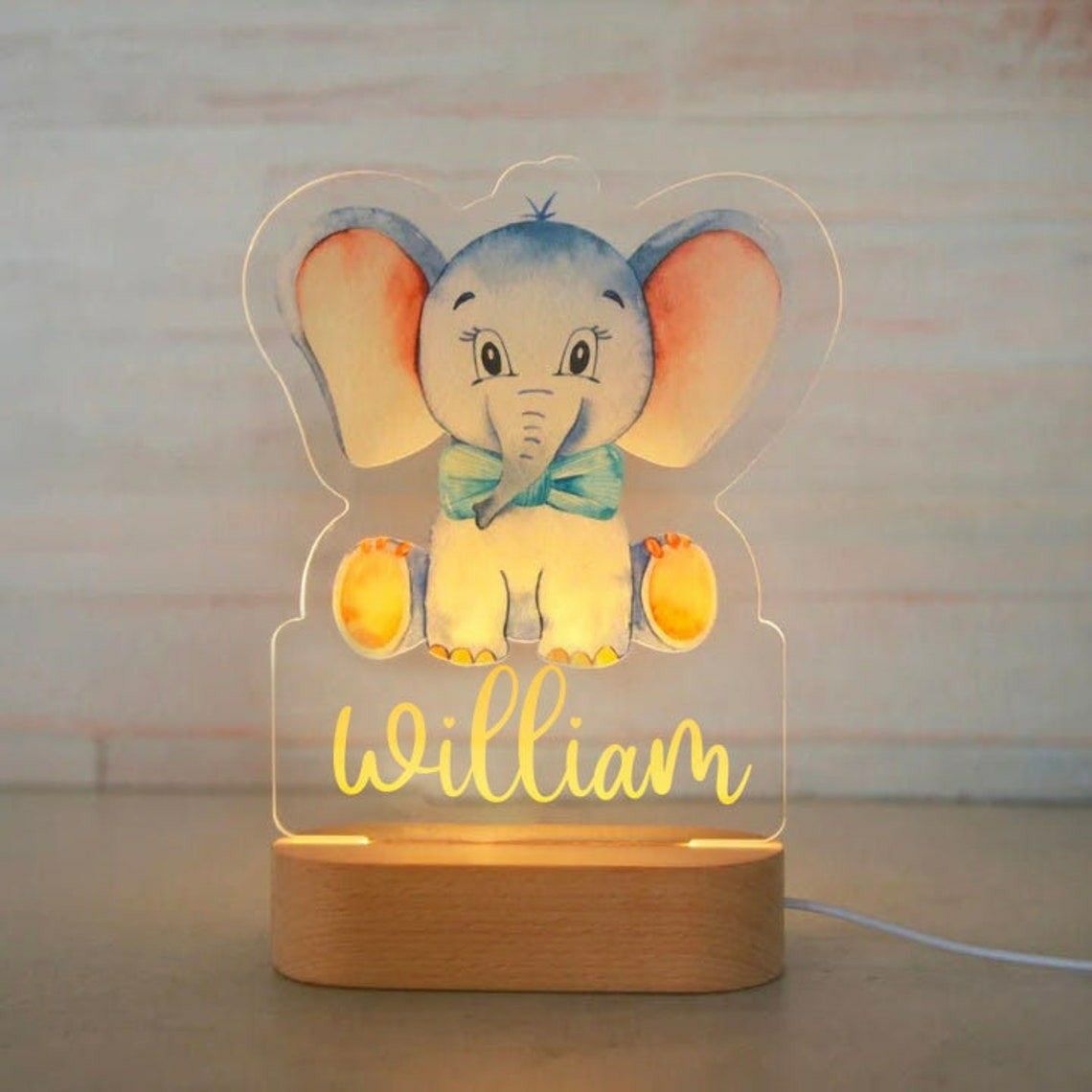 Personalized USB NightLight Custom Name Acrylic Lamp Animal Design