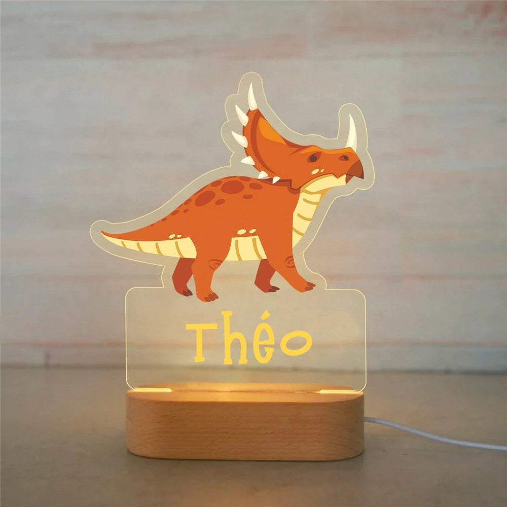 Personalized USB NightLight Custom Name Acrylic Lamp Animal Design