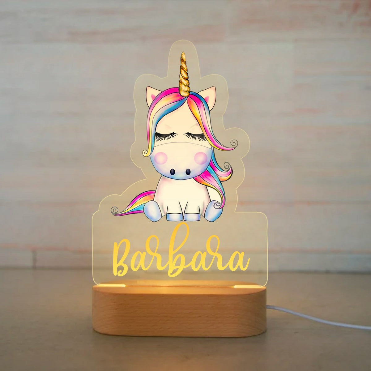 Personalized USB NightLight Custom Name Acrylic Lamp Animal Design