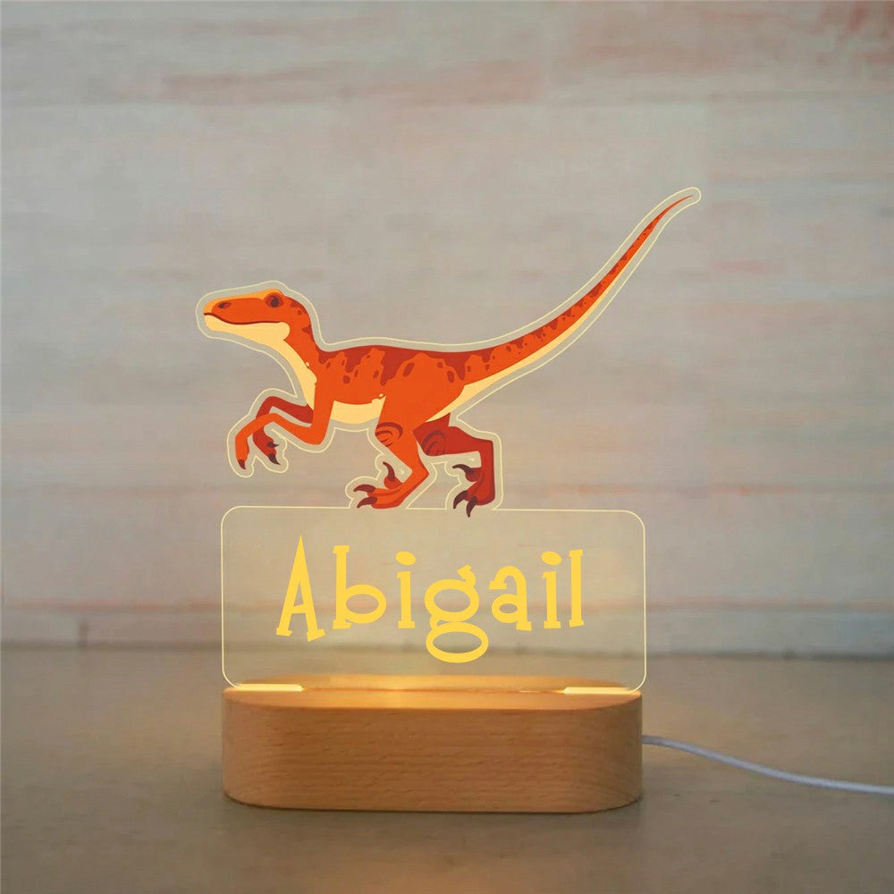Personalized USB NightLight Custom Name Acrylic Lamp Animal Design
